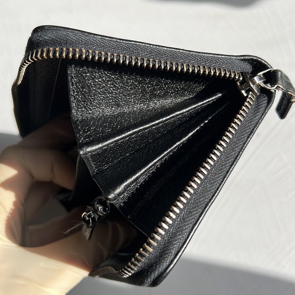 GUCCI GG Logo Canvas & Leather Zip Around Long Wallet Black Silver-tone Auth. - Picture 8 of 17